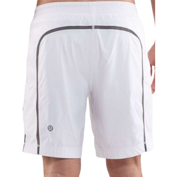 Lululemon Run Response Short Black Mesh Trim Basketball Pull On White Medium - Picture 1 of 4
